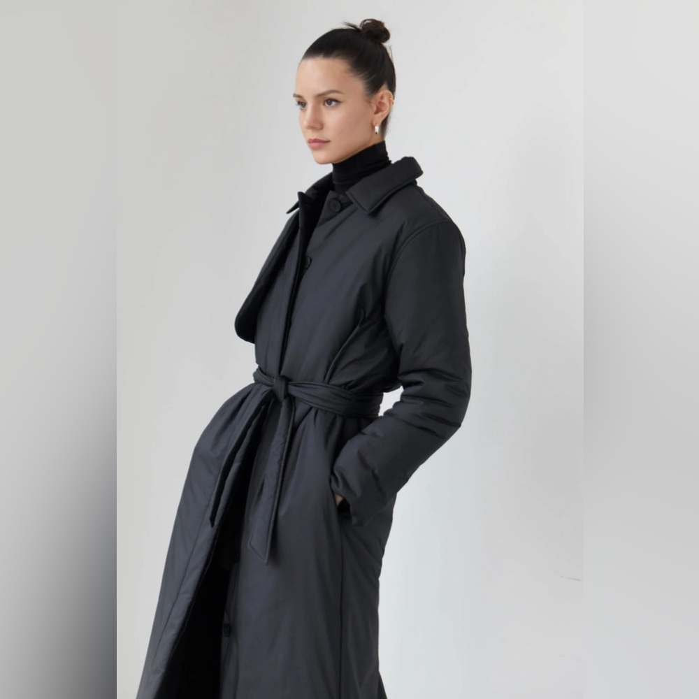 OAK + FORT long belted puffer coat
